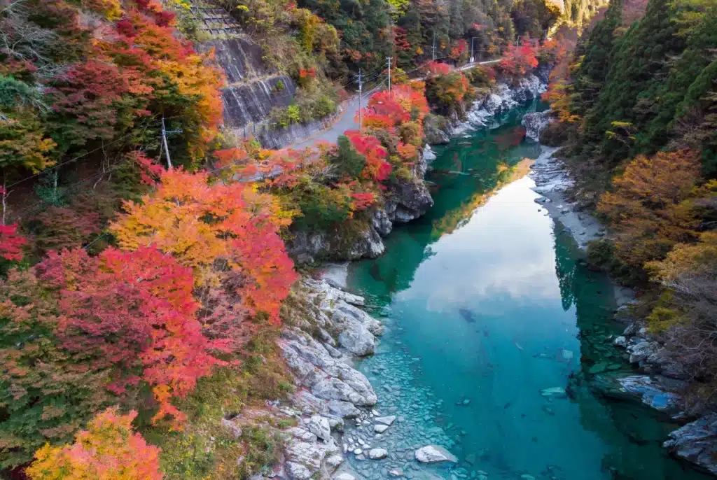 Shikoku tarjoaa upeita maisemia matkallesi. Kuva Shikokun Tokushiman alueelta.